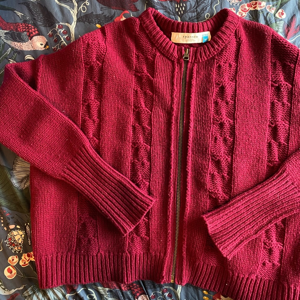 -SOLD- Anthropologie Cropped Zip-Up Sweater